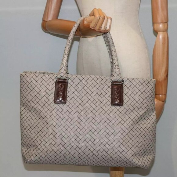 BOTTEGA VENETA Tote Bag PVC Beige Auth